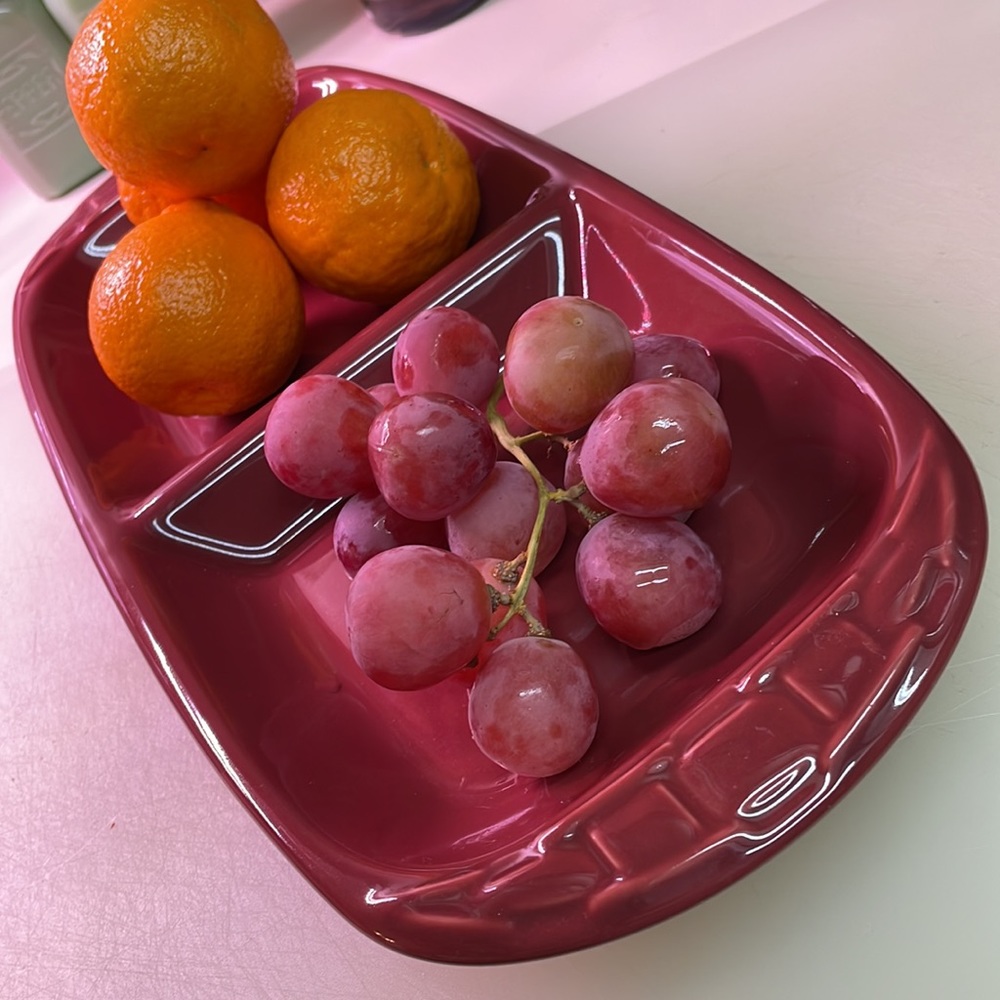 LONGABERGER POTTERY 2~PART RELISH/SERVING TRAY PAPRIKA
